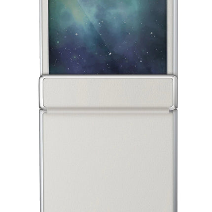Samsung Galaxy Z Flip 6 Ora Katlanabilir Deri Kapak Kılıf - Beyaz