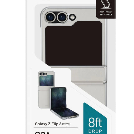 Samsung Galaxy Z Flip 6 Ora Katlanabilir Deri Kapak Kılıf - Beyaz 3