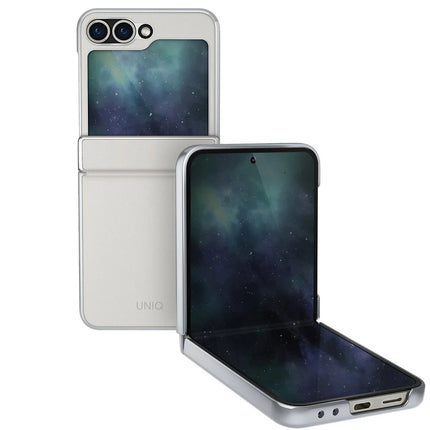 Samsung Galaxy Z Flip 6 Ora Katlanabilir Deri Kapak Kılıf - Beyaz 2