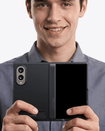 Samsung Galaxy Z Fold 8 Ostand L1 2 Adet Ekran Koruyuculu Standlı Magsafe Kapak Kılıf - Siyah 6