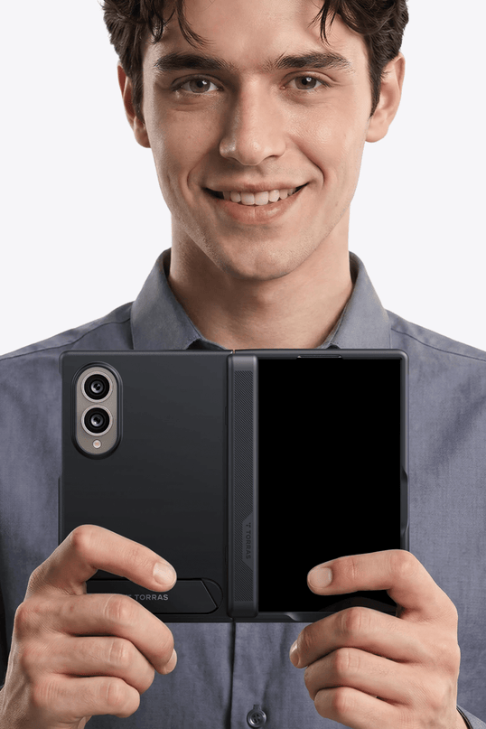 Samsung Galaxy Z Fold 8 Ostand L1 2 Adet Ekran Koruyuculu Standlı Magsafe Kapak Kılıf - Siyah 6