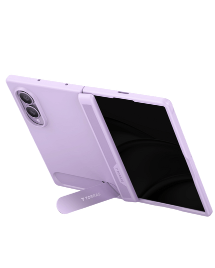 Samsung Galaxy Z Fold 8 Ostand L1 2 Adet Ekran Koruyuculu Standlı Magsafe Kapak Kılıf - Açık Mor 2
