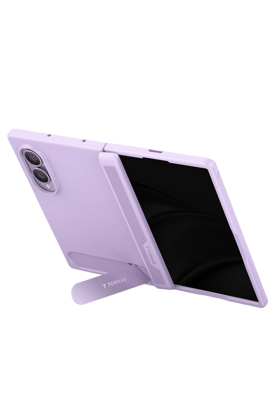 Samsung Galaxy Z Fold 8 Ostand L1 2 Adet Ekran Koruyuculu Standlı Magsafe Kapak Kılıf - Açık Mor 2