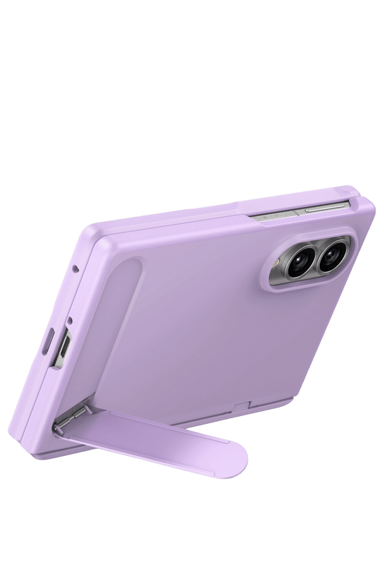 Samsung Galaxy Z Fold 8 Ostand L1 2 Adet Ekran Koruyuculu Standlı Magsafe Kapak Kılıf - Açık Mor 3