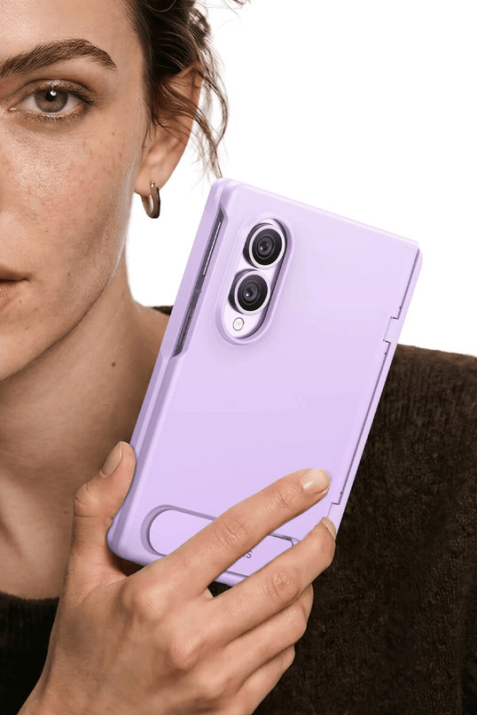 Samsung Galaxy Z Fold 8 Ostand L1 2 Adet Ekran Koruyuculu Standlı Magsafe Kapak Kılıf - Açık Mor 4