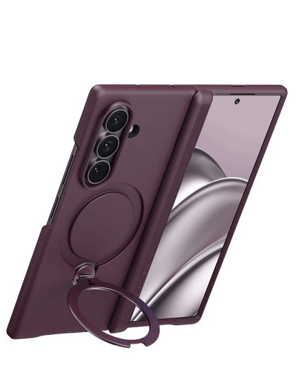 Samsung Galaxy Z Fold 8 Ultra Ostand Q3 Spin 2 Adet Ekran Koruyuculu Magsafe Kılıf - Mor 2