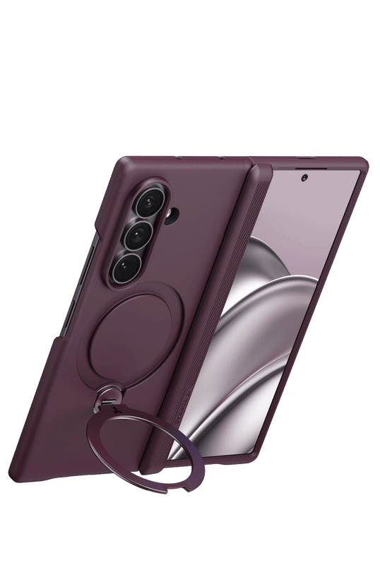 Samsung Galaxy Z Fold 8 Ultra Ostand Q3 Spin 2 Adet Ekran Koruyuculu Magsafe Kılıf - Mor 2