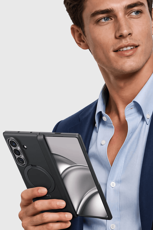 Samsung Galaxy Z Fold 8 Ultra Ostand Q3 Spin 2 Adet Ekran Koruyuculu Magsafe Kılıf - Siyah 6