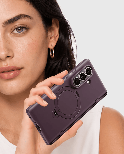Samsung Galaxy Z Fold 8 Ultra Ostand Q3 Spin 2 Adet Ekran Koruyuculu Magsafe Kılıf - Mor 5