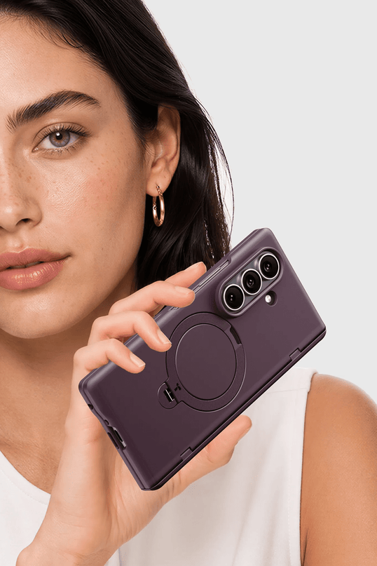 Samsung Galaxy Z Fold 8 Ultra Ostand Q3 Spin 2 Adet Ekran Koruyuculu Magsafe Kılıf - Mor 5