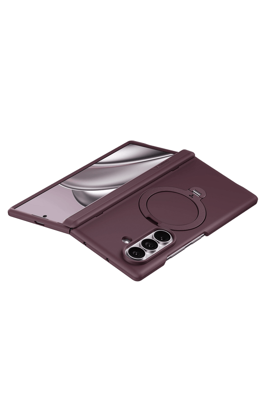 Samsung Galaxy Z Fold 8 Ultra Ostand Q3 Spin 2 Adet Ekran Koruyuculu Magsafe Kılıf - Mor 4