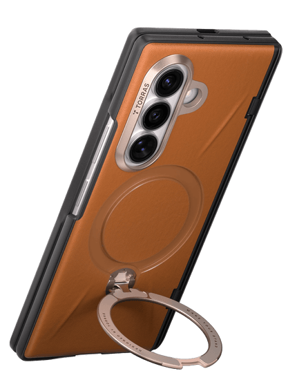 Samsung Galaxy Z Fold 8 Ultra Ostand Q3 VegSkin 2 Adet Ekran Koruyuculu Magsafe Kılıf - Kahverengi 5