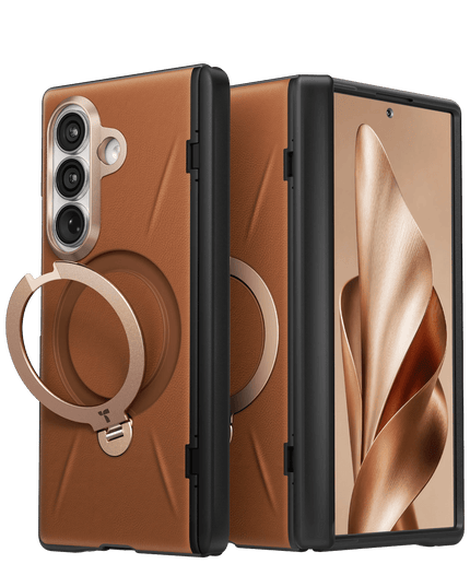 Samsung Galaxy Z Fold 8 Ultra Ostand Q3 VegSkin 2 Adet Ekran Koruyuculu Magsafe Kılıf - Kahverengi 2