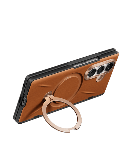 Samsung Galaxy Z Fold 8 Ultra Ostand Q3 VegSkin 2 Adet Ekran Koruyuculu Magsafe Kılıf - Kahverengi 4
