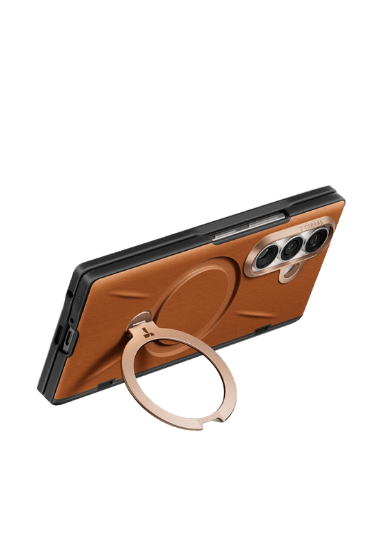 Samsung Galaxy Z Fold 8 Ultra Ostand Q3 VegSkin 2 Adet Ekran Koruyuculu Magsafe Kılıf - Kahverengi 4