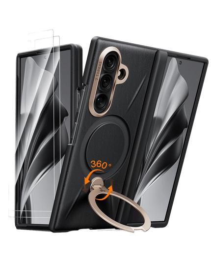 Samsung Galaxy Z Fold 8 Ultra Ostand Q3 VegSkin 2 Adet Ekran Koruyuculu Magsafe Kılıf - Siyah
