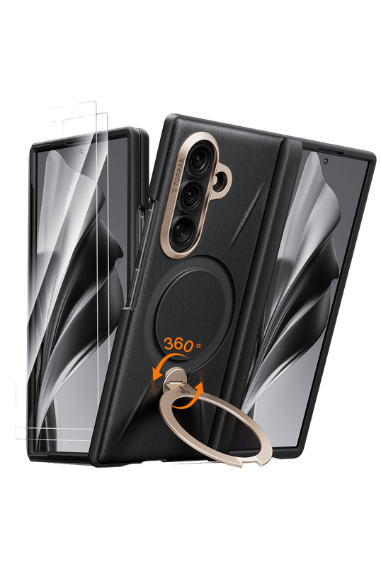 Samsung Galaxy Z Fold 8 Ultra Ostand Q3 VegSkin 2 Adet Ekran Koruyuculu Magsafe Kılıf - Siyah