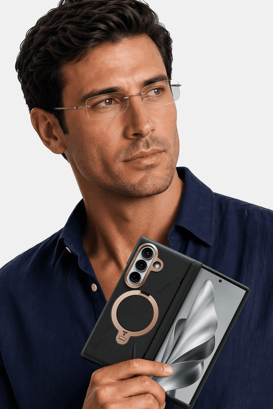 Samsung Galaxy Z Fold 8 Ultra Ostand Q3 VegSkin 2 Adet Ekran Koruyuculu Magsafe Kılıf - Siyah 5