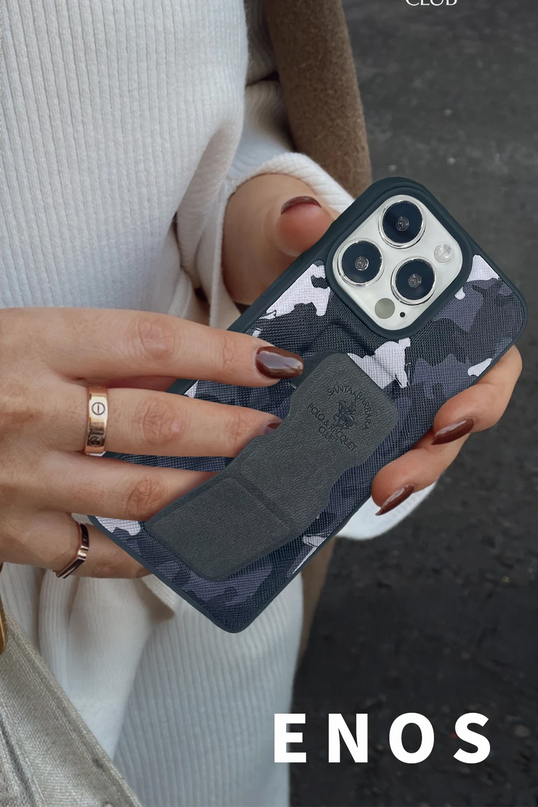 iPhone 13 Enos Standlı Kapak Kılıf - Yeşil 7