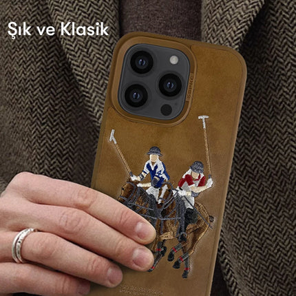 iPhone 13 Pro Max Jockey Deri Kapak Kılıf - Mavi 5