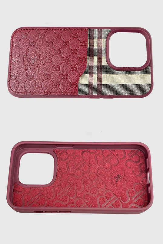iPhone 13 Pro Max Plaid Kartvizitli Kapak Kılıf - Kırmızı 3