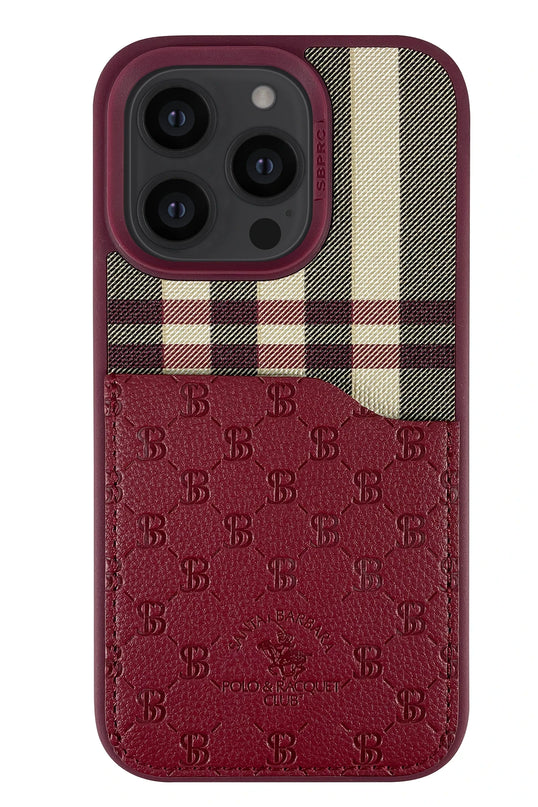 iPhone 13 Pro Max Plaid Kartvizitli Kapak Kılıf - Kırmızı