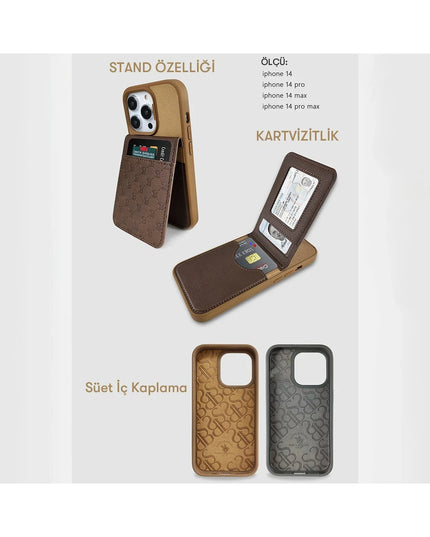 iPhone 14 Pro Max Hulda Kartvizitli Kapak Kılıf - Gri 4