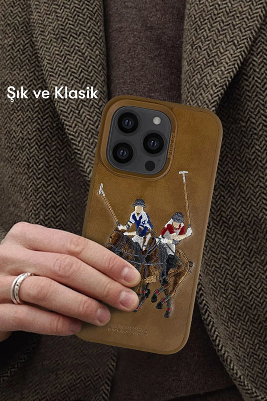 iPhone 14 Pro Max Jockey Deri Kapak Kılıf - Kahverengi 5