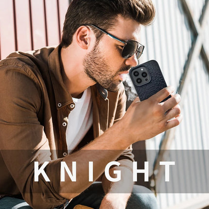 iPhone 14 Pro Max Knight Deri Kapak Kılıf - Lacivert 4