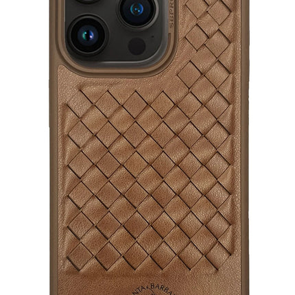 iPhone 15 Pro Ravel Deri Kapak Kılıf - Kahverengi