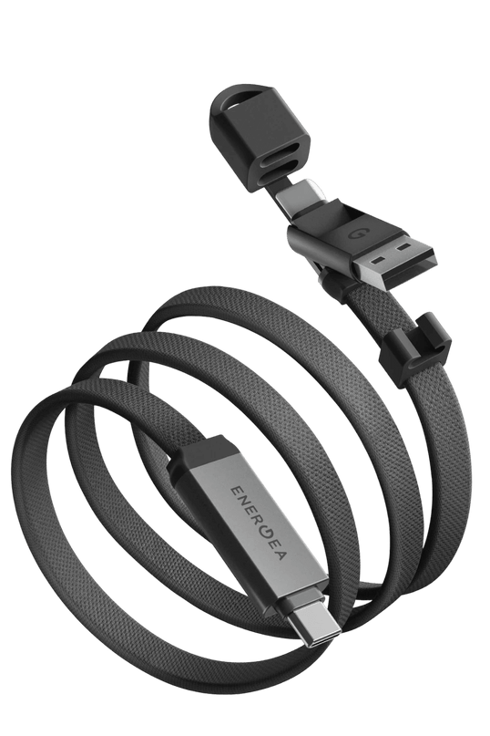 Sheath Travel 1.2M 60W 2in1 Type-C to Type-C ve USB-A Hızlı Şarj Kablo - Gümüş