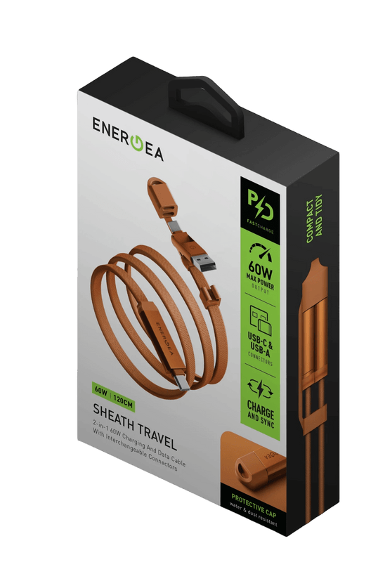 Sheath Travel 1.2M 60W 2in1 Type-C to Type-C ve USB-A Hızlı Şarj Kablo - Mavi 3