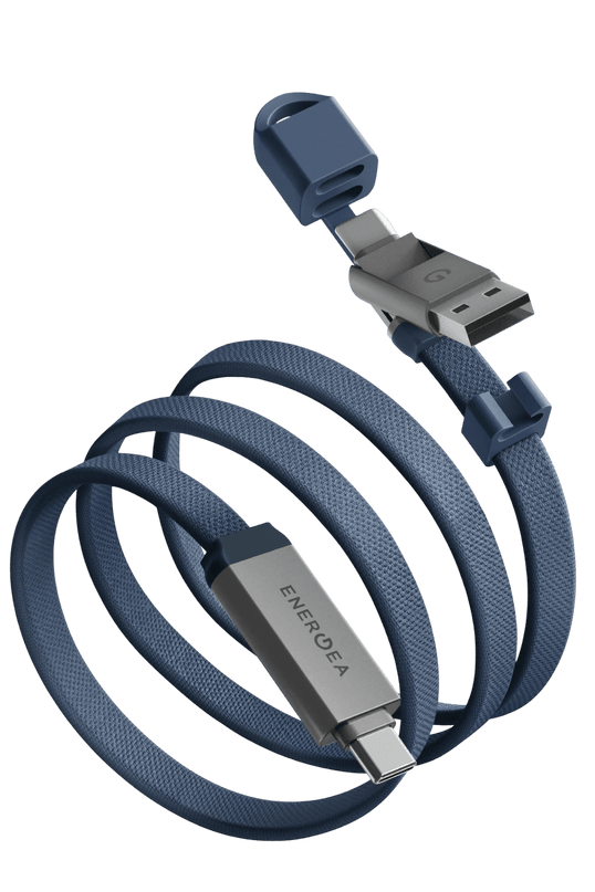 Sheath Travel 1.2M 60W 2in1 Type-C to Type-C ve USB-A Hızlı Şarj Kablo - Mavi