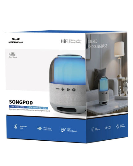 SongPod 5W BT 5.3 RGB Işıklı Yüksek Bass Özellikli HiFi Kablosuz Hoparlör - Siyah 7