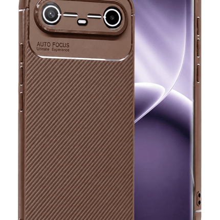 Tecno Spark Slim 5G Auto Focus Karbon Kapak Kılıf - Kahverengi