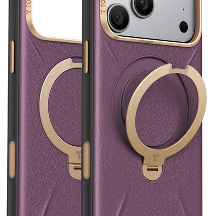 iPhone 18 Pro Max/17 Pro Max O Stand Spin VegSkin Serisi Magsafe Kılıf - Bordo