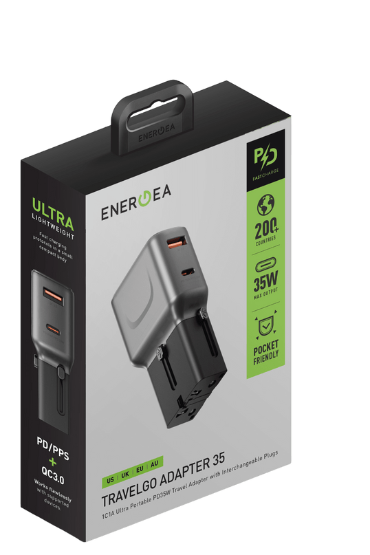 TravelGo Adapter 35W 1 Adet Type-C 35W ve 1 Adet 18W USB Çıkışlı PD Hızlı Şarj Aleti - Siyah 6