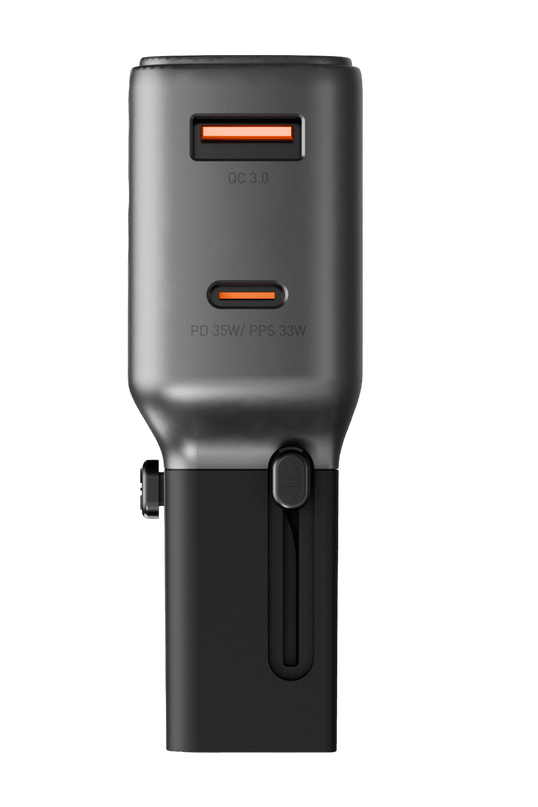 TravelGo Adapter 35W 1 Adet Type-C 35W ve 1 Adet 18W USB Çıkışlı PD Hızlı Şarj Aleti - Siyah 3