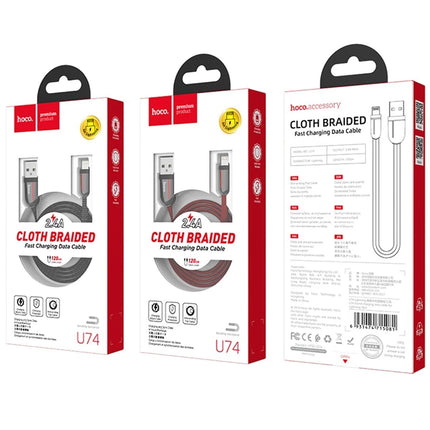 U74 USB to Lightning Şarj Data Kablosu - Kırmızı 5