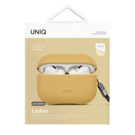Airpods Pro 2 (2.nesil) Lyden DS Deri Kılıf - Sarı 5