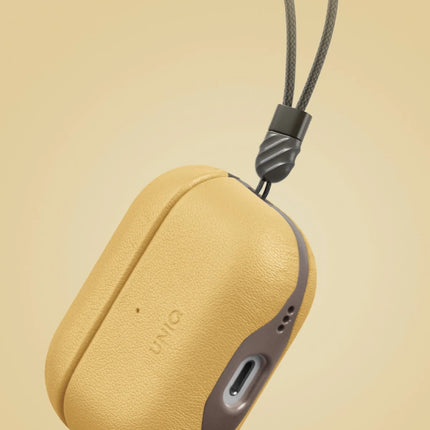 Airpods Pro 2 (2.nesil) Lyden DS Deri Kılıf - Sarı 3