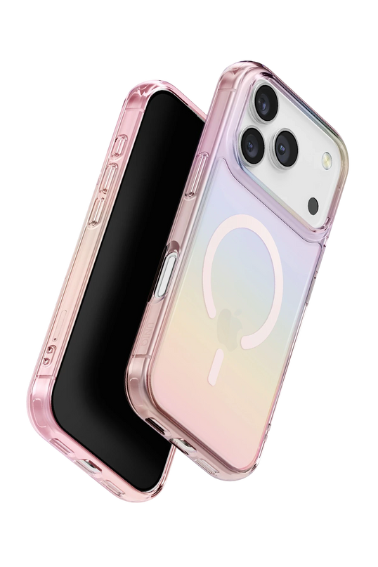 iPhone 17 Pro Max/18 Pro Max Iridescia Magsafe Kapak Kılıf - Pembe Rainbow 3