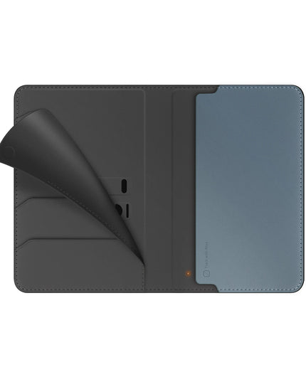 Belmont RFID-Block Apple Find My Özellikli Vegan Deri Kart ve Pasaport Tutucu - Gri-Mavi 3