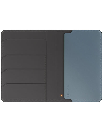 Belmont RFID-Block Apple Find My Özellikli Vegan Deri Kart ve Pasaport Tutucu - Gri-Mavi 2