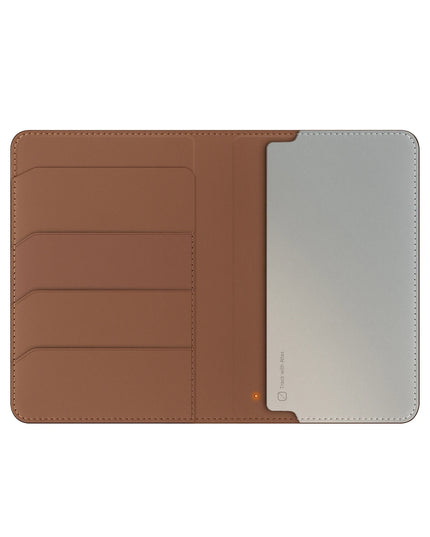 Belmont RFID-Block Apple Find My Özellikli Vegan Deri Kart ve Pasaport Tutucu - Karamel-Bej 3