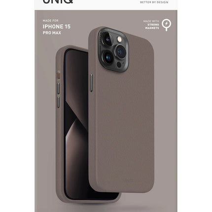 iPhone 15 Pro Lyden Magsafe Deri Kapak Kılıf - Titan Gri 4