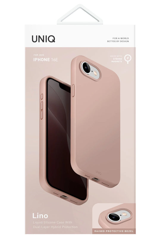 iPhone 16E Lino Hybrid Magsafe Kapak Kılıf - Pembe 4
