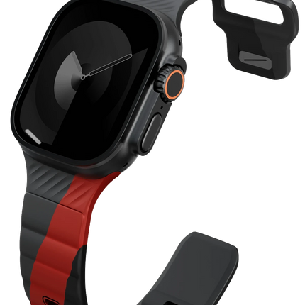 Watch Ultra 49mm Stride Rubber FKM Designer Edition Silikon Kordon - Siyah-Kırmızı