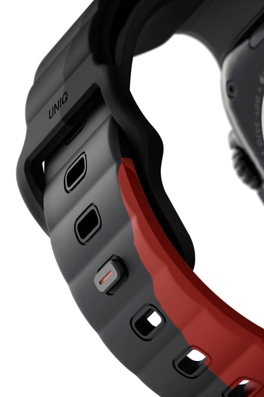 Watch Ultra 49mm Stride Rubber FKM Designer Edition Silikon Kordon - Siyah-Kırmızı 2