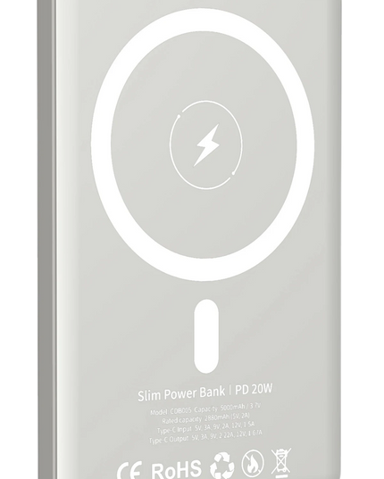 CDB005 5.000 mAh 20W Type-C 15W Kablosuz Şarj Magsafe UltraSlim PD Powerbank - Natural Grey